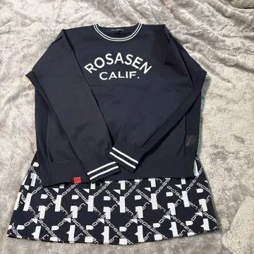 ROSASEN 네이비 상의 스커트 세트