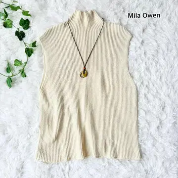 Mila Owen 니트 베스트 아이보리 사이즈 1 코튼 화이트