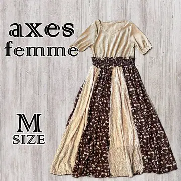 axes femme 레이스 패턴 절개 도킹 원피스 M