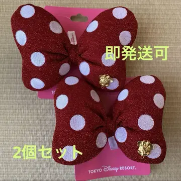 디즈니 미니 리본 헤어 고무줄 헤어 포니 도트 무늬 2개 세트