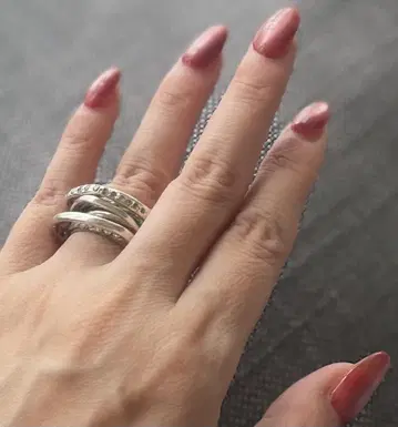 IOSSELLIANI 실버 4 스태킹 반지 크리스탈 포함 9호