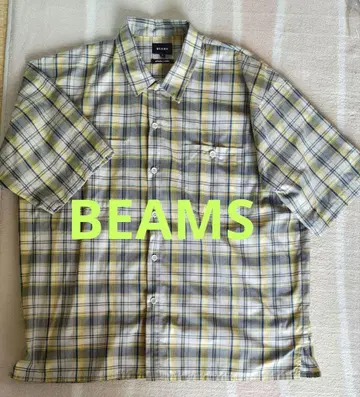 BEAMS 반팔 체크 셔츠 M