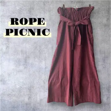 ROPE PICNIC 와이드 팬츠 38 와인 레드 리본