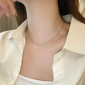 목걸이 페탈 체인 써지컬 스테인리스 심플 실버