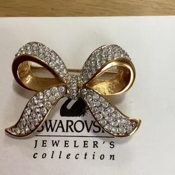 [ 빈티지 ] Swarovski 리본 브로치 골드