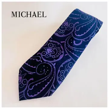 MICHAEL KORS 네이비 퍼플 페이즐리 넥타이