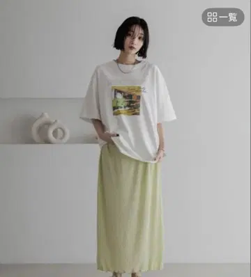 LOWRYSFARM 샤이니 플리츠 타이트 스커트 그린
