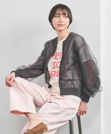 UNITED ARROWS 튤 지퍼 가디건