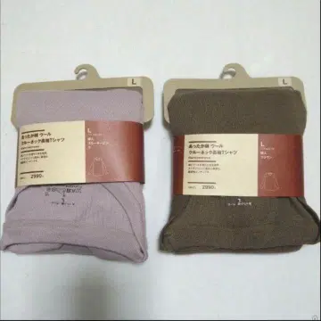 MUJI 무인양품 따뜻한 면 울 크루넥 긴팔 T셔츠 L 여성 핑크