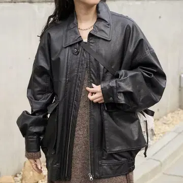 FREAK'S STORE 인조 가죽 블루종 블랙