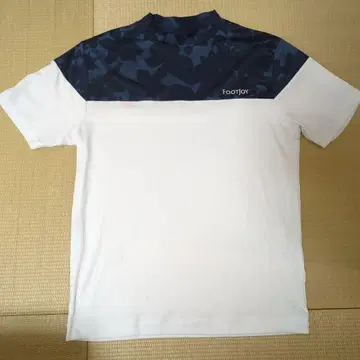 FootJoy 반팔 셔츠 XL 화이트/네이비 모크넥