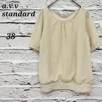a.v.v standard [ 38 ] 이소재 조합 반팔 티셔츠 베이지