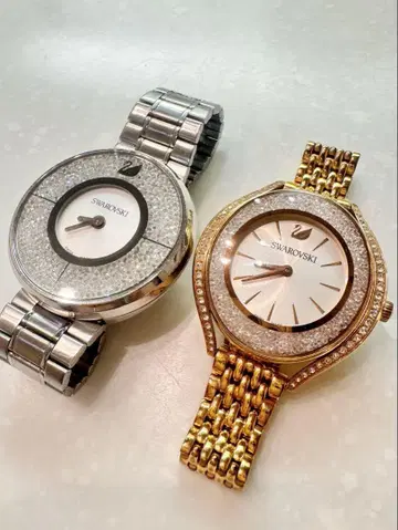 Swarovski 손목시계 실버 골드 여성용 2세트