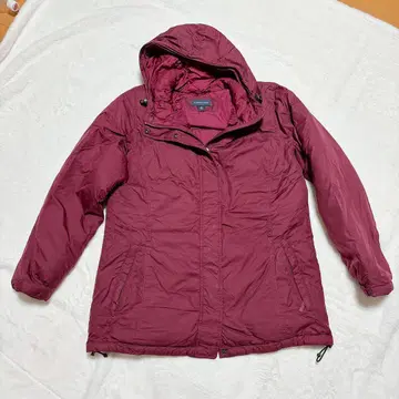 Lands' End 팥색 후드 부착 다운 자켓 M 크림슨