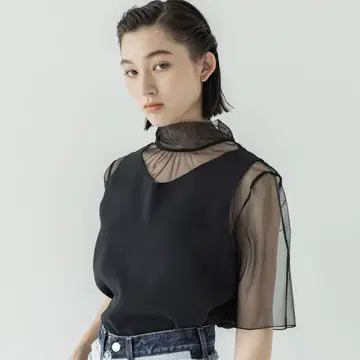 유나이티드 도쿄 UNITED TOKYO 시어 콤비 하이넥 블라우스