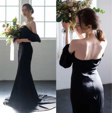 DRESSPRODUCTION 블랙 드레스 오프숄더 머메이드