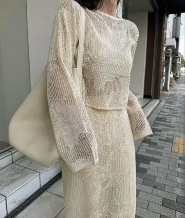 willfully mesh flower rib sheer knit