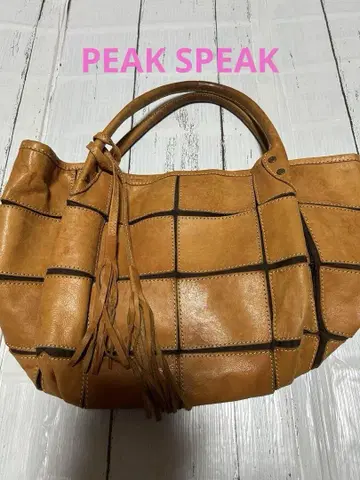 PEAK SPEAK 카멜 가죽 토트백