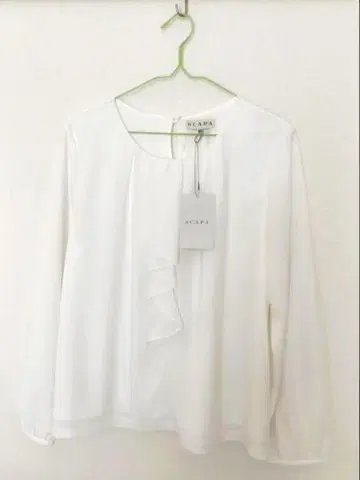 SCAPA 프릴 디자인 블라우스 화이트 L 사이즈 택 포함 새상품