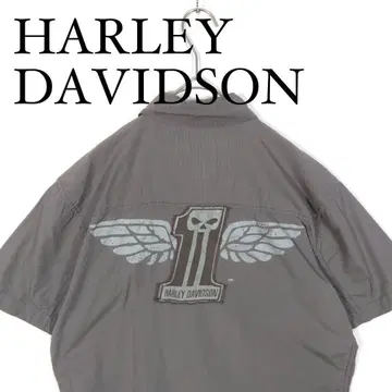 HARLEY DAVIDSON 그레이 반팔 버튼 다운 셔츠 여성용 S