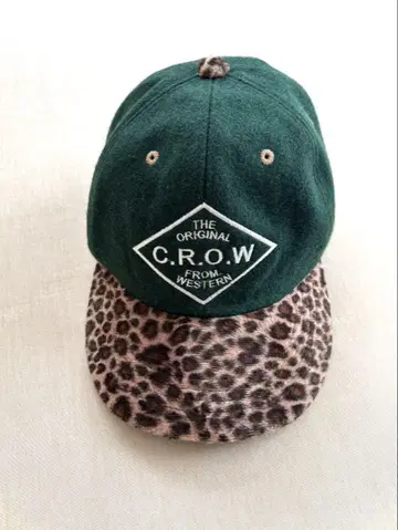 CROW x BROSS 구제 의류 캡 울 혼방 레오파드