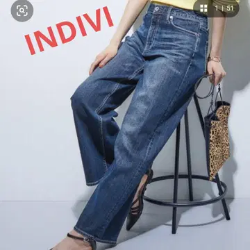 INDIVI 칭찬받는 데님 와이드 스트레이트 데님 팬츠 15