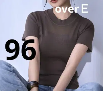 overE 시어 썸머 패널 니트 반팔 T셔츠 브라운