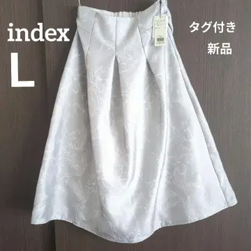 [ index ] 택 포함 새상품! 플레어 스커트 L 사이즈 꽃무늬 실버