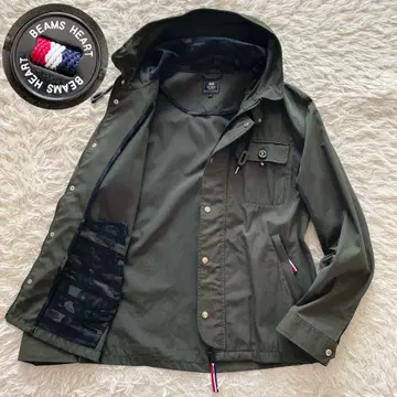 새상품급 L 사이즈 빔즈 마운틴 후드티 카모플라주 파이핑 카키 그린