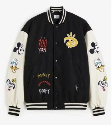 미사용 새상품 H&M x Disney100 콜라보 바시티 자켓 사이즈 L