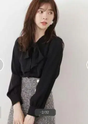 프로모션 바디 드레싱 빅 리본 블라우스 보타이 펄