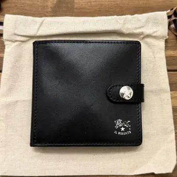 새상품급 일비종떼 2단 접이식 지갑 로고 프린트 블랙