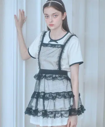 [ 정가 가격 ] Lovilyn 덕질 튤 에이프런 원피스 블랙