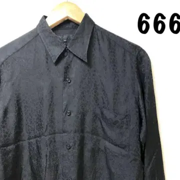 666 레오파드 무늬 새틴 셔츠