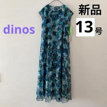 새상품 택 포함 디노스 꽃무늬 원피스 13호 LL 블루 쉬폰 가을