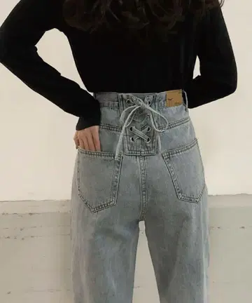 mejane 레이스업 백산 데님 팬츠 블루 M