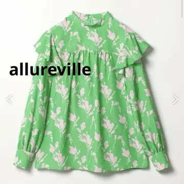 allureville 알아바일 / 투톤 플라워 숄더 프릴 블라우스