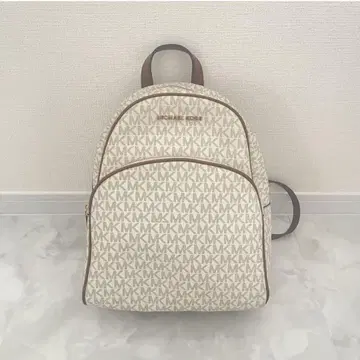 MICHAEL KORS MK 로고 백팩 중형 베이지/브라운