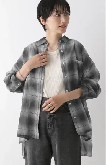 시어 체크 셔츠