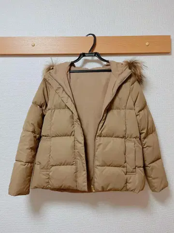 베이지 퍼 포함 다운 자켓
