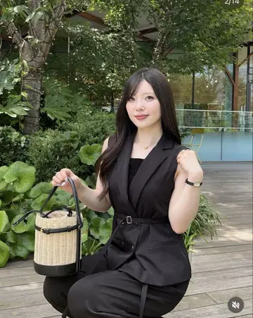 [ SENEE ] 더블 자켓 베스트 블랙 FREE