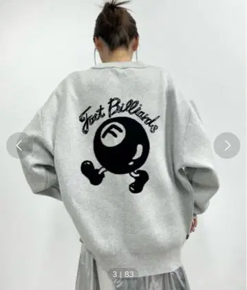 후스후 갤러리 당구 로고 빅 니트 애쉬 그레이