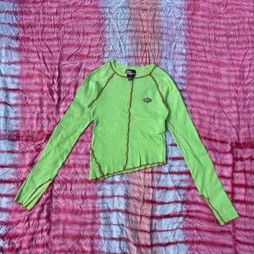 Y2K Light green red knit tops