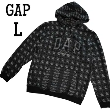 GAP dapper dan 후드티 풀오버 올 패턴 블랙 DAP L