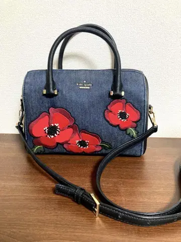 kate spade 꽃무늬 자수 데님 숄더백