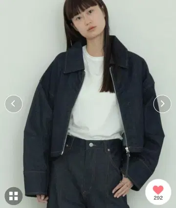 HEILIS 데님 숏 자켓 / 소매 볼륨 코쿤 실루엣