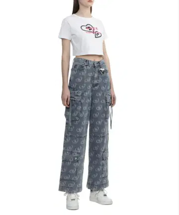 APEE 패턴 카고 진 데님