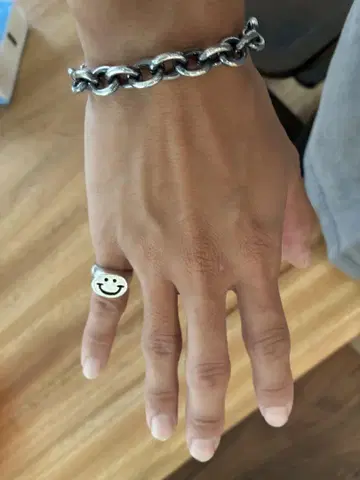 스마일리 페이스 실버 반지 950