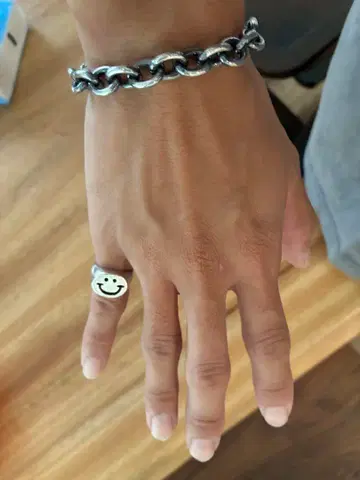 스마일리 페이스 실버 반지 950