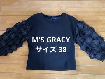 M'S GRACY 블랙 꽃무늬 소매 상의